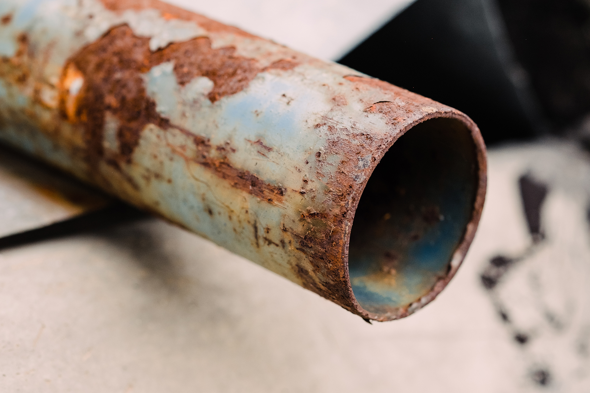 Rust from exposed steel